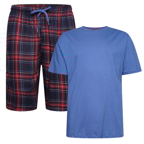 KAM Tee & Check Short Set Navy